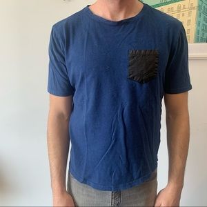 100% Cotton Tee with Faux Leather Pocket